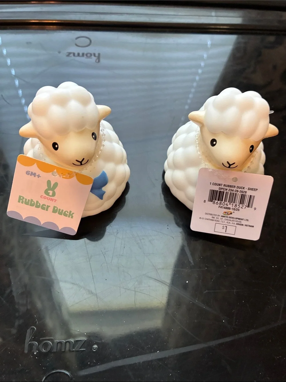 Target Stores White Sheep, Flower, Orange Carrot & Mint Frog Rubber Bath Toys